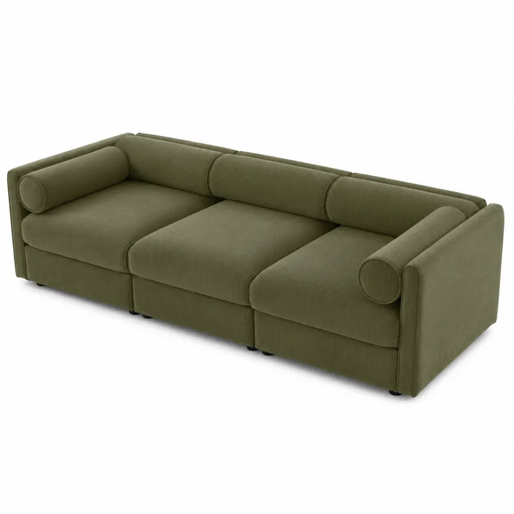Sofa modułowa zielona tkanina poliestrowa 290 cm
