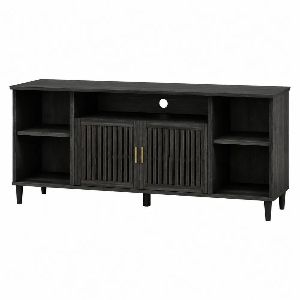 Szafka RTV z czarnego laminowanego drewna 150 cm