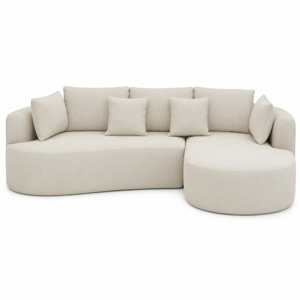 Sofa narożna łukowa beżowa tkanina 250x150x85 cm