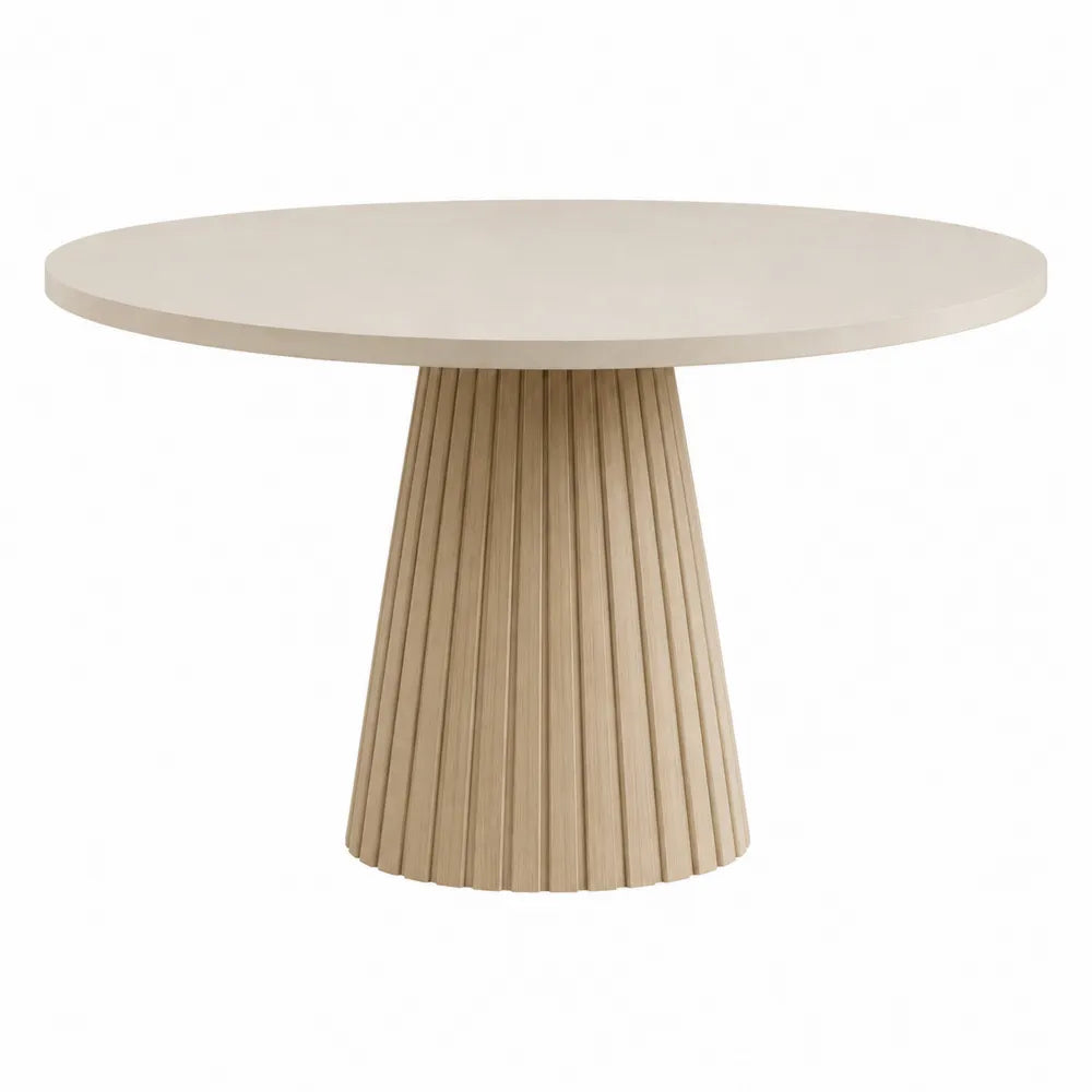 Stół jadalniany okrągły Drewno i MDF Kremowy 120 cm