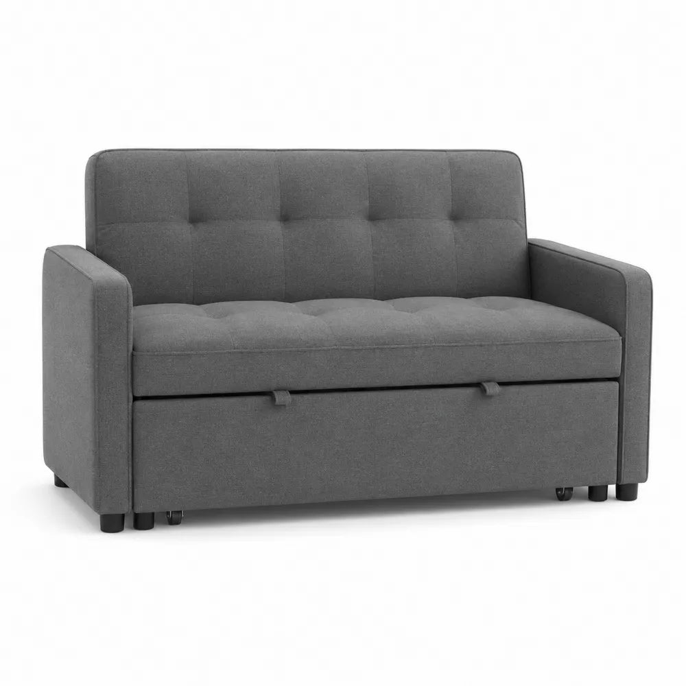 Sofa rozkładana średnio szara 2-osobowa tkanina poliester