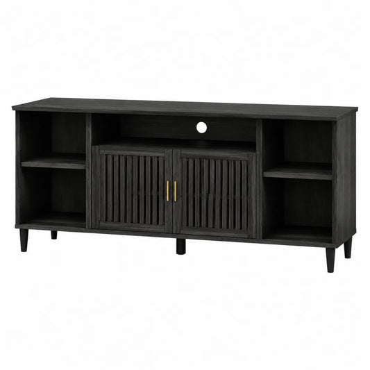 Szafka RTV z czarnego laminowanego drewna 150 cm