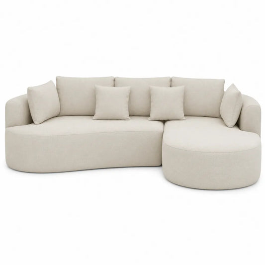 Sofa narożna łukowa beżowa tkanina 250x150x85 cm