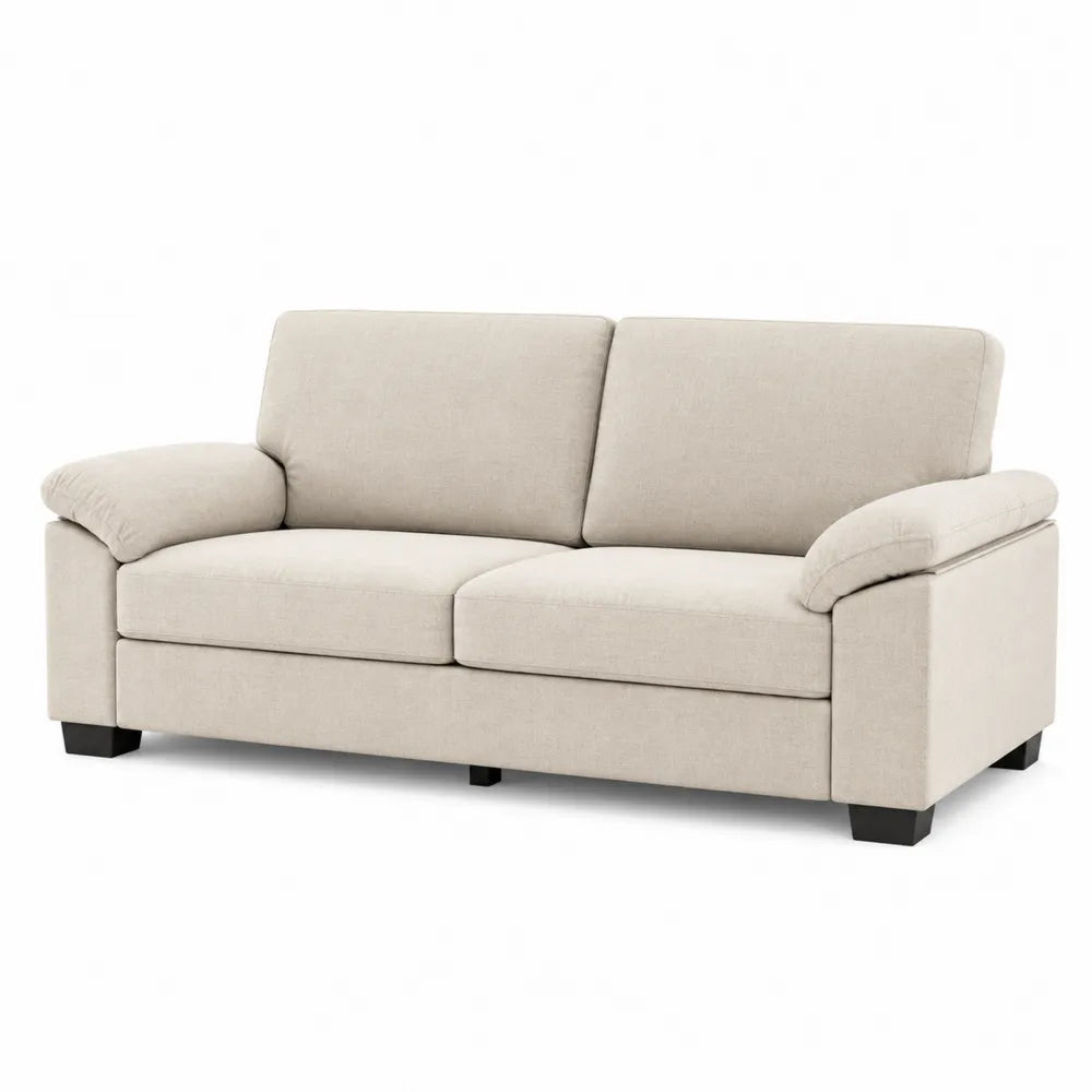 Beżowa sofa trzyosobowa z tkaniny bawełnianej 200x90x85 cm