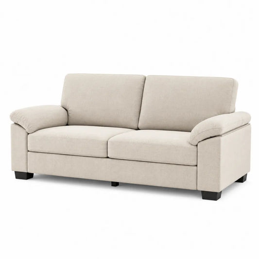 Beżowa sofa trzyosobowa z tkaniny bawełnianej 200x90x85 cm