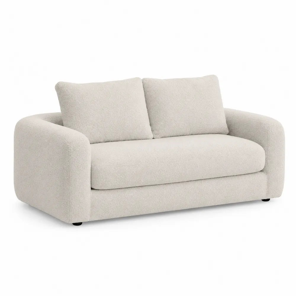 Sofa dwuosobowa kremowa z tkaniny bouclé