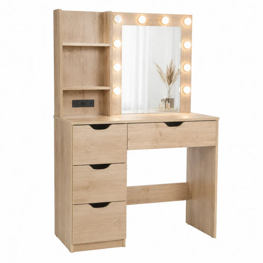 Toaletka z lustrem i oświetleniem LED z płyty laminowanej 140x40x130 cm