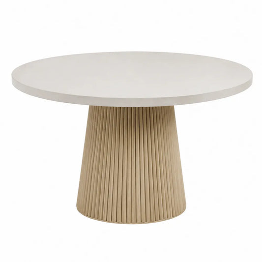Okrągły stół z blatem z MDF i drewnianą podstawą 120 cm